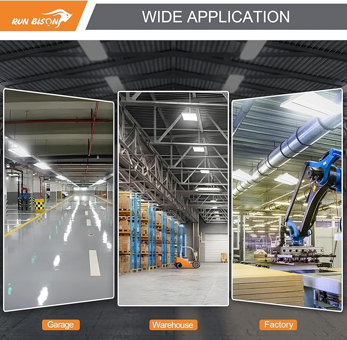 2FT LED Linear High Bay Shop Light, 210W High Bay Work Light Fixture, 28350LM, 120-277V, 5000K Daylight Linear Hanging Lighting for Garage, Warehouse and More, UL&DLC Listed - 4PK