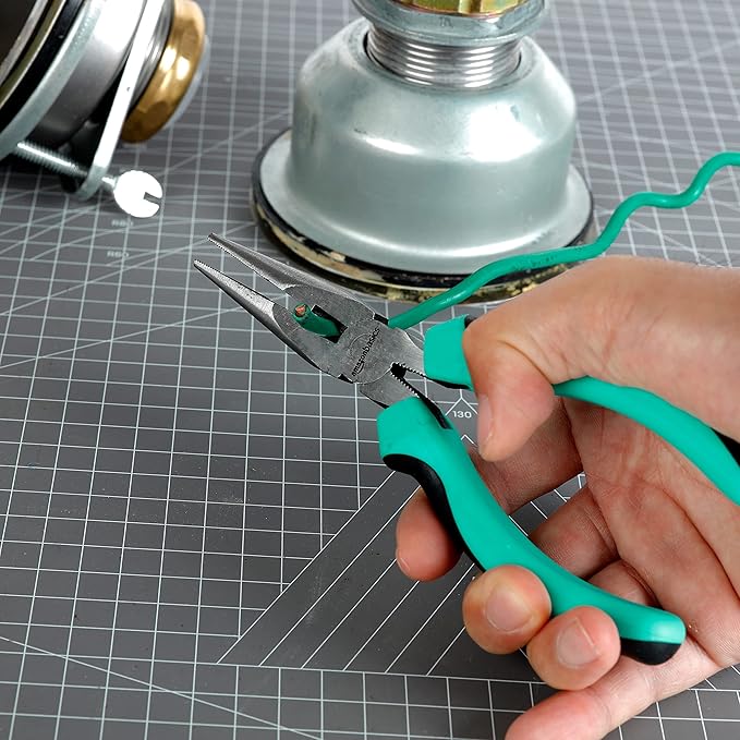 Amazon Basics Tool Set With Easy Carrying Round Pouch, 104-Piece, Turquoise, 14.4 x 11.4 x 3 inches