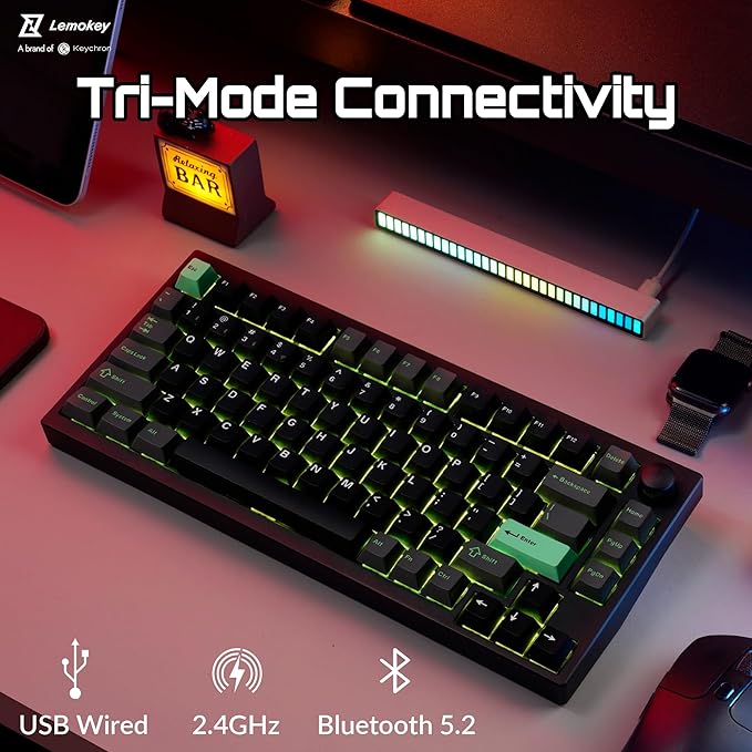 P1 HE 75% Wireless Custom Mechanical Gaming Keyboard with Gateron Double-Rail Magnetic Switches Full Assembled Knob Version - Black