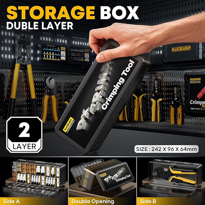 Automotive Electrical Wire Connectors Crimping Tool Kit, 2.8mm 2 3 4 6 9 Pin Connector, AWG 24–14 Ratchet Crimping Tool with Extractor, for Car, Motorcycle, Boat, Trailer Wire Harness Repairs