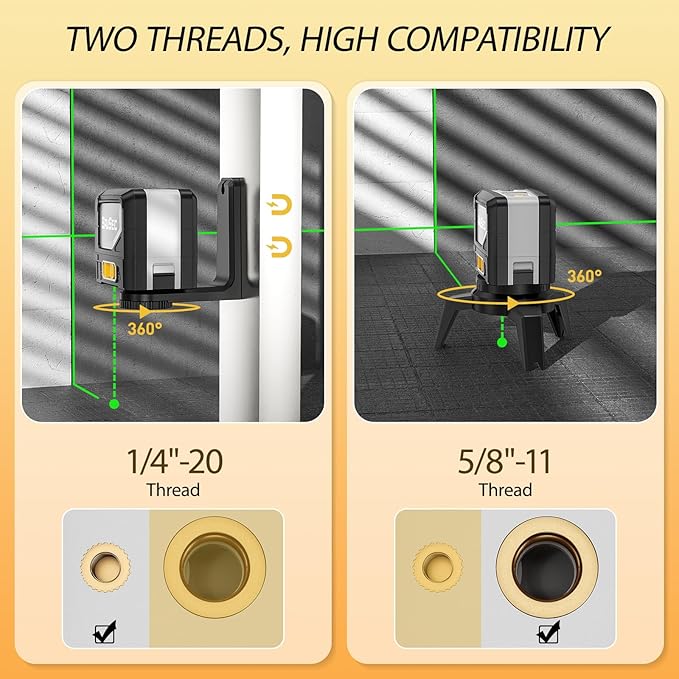 Laser Level with 2 Plumb Dot, Self-Leveling Cross Green Line Plumb Bob Laser Level with Vertical & Horizontal Line for Construction Layout & Plumbing - 9211G