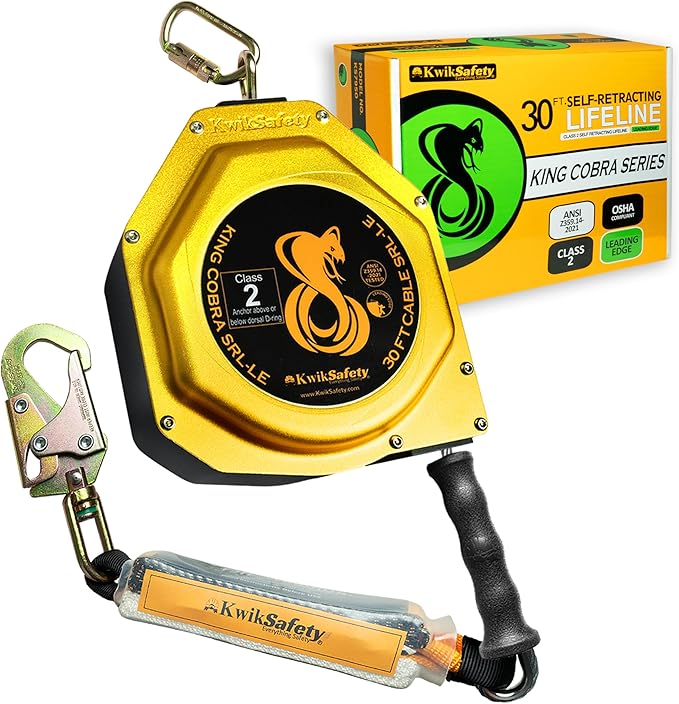 KwikSafety - Charlotte NC - Cobra 30' Leading Edge Self Retracting Lifeline [Lightweight Aluminum] Class 2 Safety Harness Yoyo | Retractable Safety Lanyard | ANSI OSHA Compliant