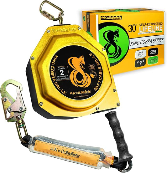 KwikSafety - Charlotte NC - Cobra 30' Leading Edge Self Retracting Lifeline [Lightweight Aluminum] Class 2 Safety Harness Yoyo | Retractable Safety Lanyard | ANSI OSHA Compliant