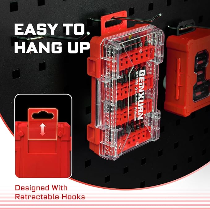 1Pc Red Storage Box Case, small parts box with detachable divider, Screwdriver Bit Set Box