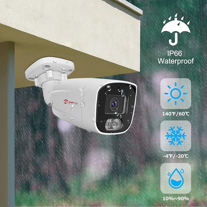 Anpviz 4MP PoE IP Bullet Camera with Microphone/Audio, IP Security Camera Outdoor Indoor, Night Vision 65ft, Waterproof IP66, 108° Wide Angle 2.8mm Lens, 24/7 Recording, NDAA Compliant (U Series)
