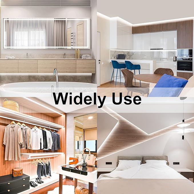 White COB LED Strip Light, Dimmable 16.4ft/5m LED Light, 6000K Daylight White 2400 LEDs High Lumen LED Tape Lights CRI 90+ with RF Remote and UL Power for Bedroom,Kitchen,DIY Home Decoration