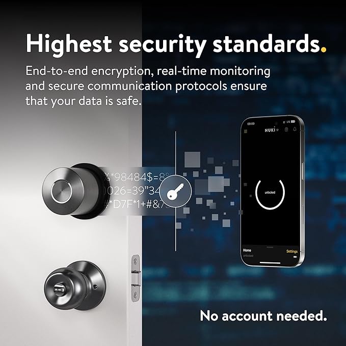 Nuki Smart Lock Keyless Entry WiFi Electronic Deadbolt with Auto-Unlock, App Control, Remote Access, Easy Installation, Smart Home for Front Door, Home & Rentals