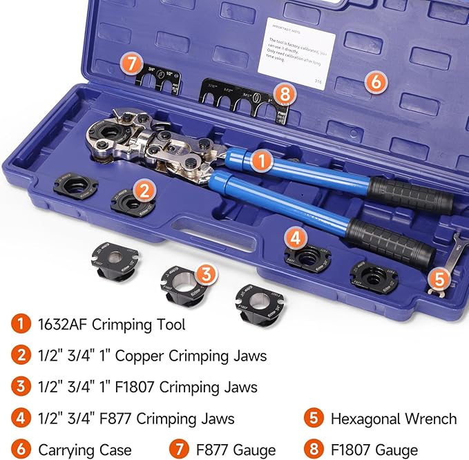iCrimp Copper Tube Fittings Crimping Tool, 1/2" 3/4" 1" Jaws for Propress Copper Fitting and ASTM F1807 Pex Pipe Copper Rings, 1/2" 3/4" Jaws for F877 Stainless Pex Press Sleeves