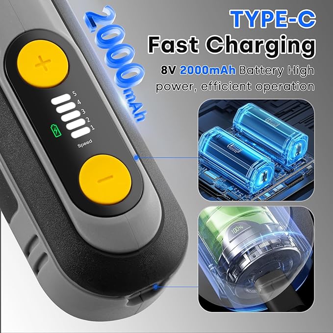 Enventor Cordless Rotary Tool, 8V Power Rotary Tool Kit with 123pcs Accessories, 5-Speed 30000RPM, USB Charging, Multi-Purpose Mini Rotary Tool for Sanding, Polishing, Engraving, Drilling, DIY Crafts