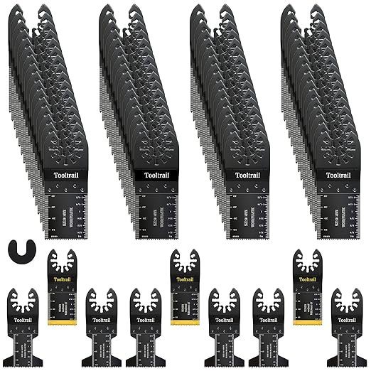 89PCS Oscillating Tool Blades,Universal Titanium Oscillating Saw Blades for Wood,Plastic and Metal,Multi Tool Blades Kits Fit Dewalt Ryobi Milwaukee Rockwell Fein (89)