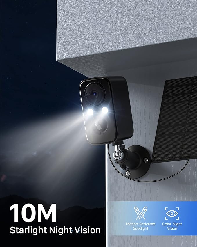 Security Cameras Wireless Outdoor, Flood Light Solar Cameras for Home Security, Home Camera with Color Night Vision, PIR Human Detection, 2-Way Talk, IP66 Waterproof, SD Card/Cloud Storage