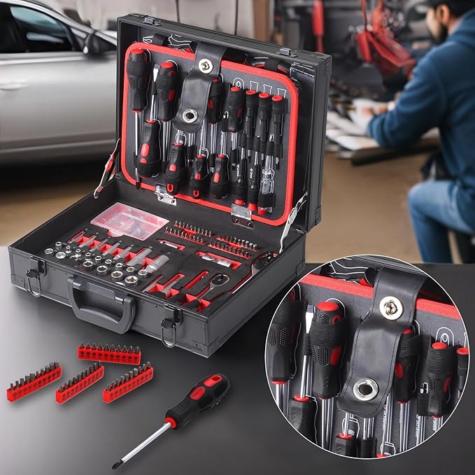Tool Set –248pcs Comprehensive Mechanic Tools Kit with Durable Aluminum Box for Home & Professional Use