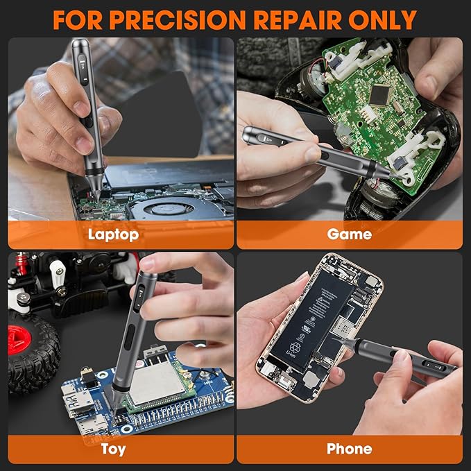 MAXME100® Powerful Cordless Electric Precision Screwdriver Set With LED Light - Small Mini Micro Screwdriver Set for DIY Projects and Repairs - Rechargeable Portable