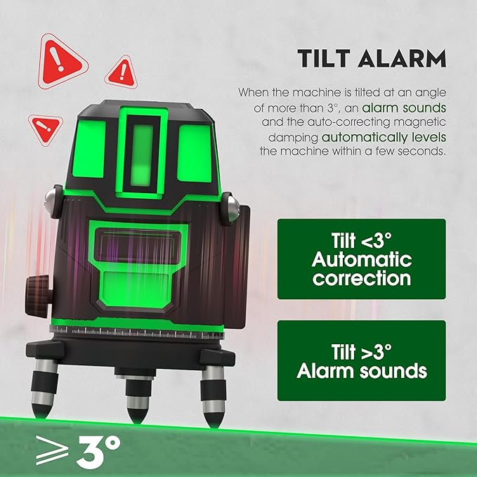 5 Lines Laser Level Tool 360 Self Leveling Precision Cross Line with Tripod, Indoor & Outside Green Laser Level with 2 Batteries & Toolbox for Picture Hanging, Tile Leveling