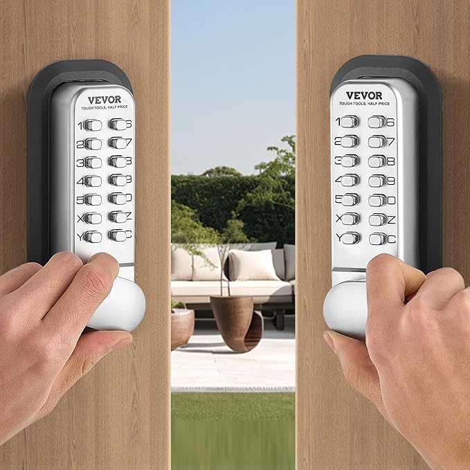VEVOR Mechanical Keyless Entry Door Lock, 14 Key Door Lock, Mechanical Keypad with Adjustable Thumb Knob, Single-Side Zinc Alloy Waterproof Keyless Gate Lock, for Home Office