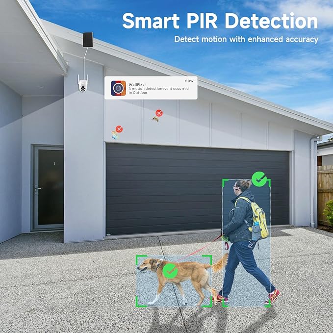 2K NightColor Solar Security Camera, Wireless Pan Tilt Battery Camera, Dual-Band Wi-Fi 6, Color Vision Day and Night, Smart PIR Detection, No Monthly Fee, Bluetooth Setup