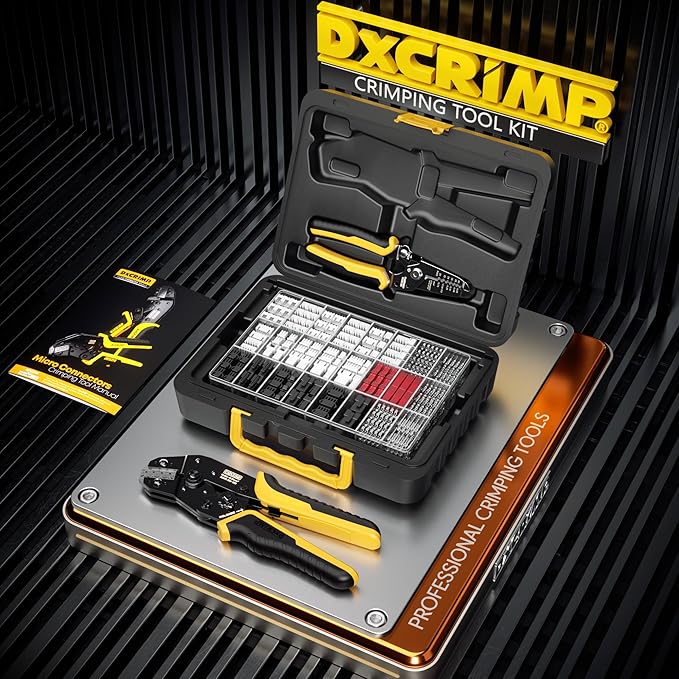 Crimp Tool Connector Kit, with 29 Types JST-SYP + JST-SM + JST-XH 2.5mm Connectors Set, Ratcheting Wire Crimper, Crimping Pliers 32-20 AWG for Dupont, JST-SM, KF2510, AMP EI-Serie, Molex