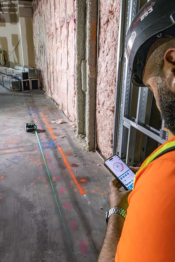 Plott PRL900HT-GK Dual Slope Rotary Laser Level, 2000ft Range, Green Beam, Bluetooth App Control, Self-Leveling 6°, 20hr Battery Life