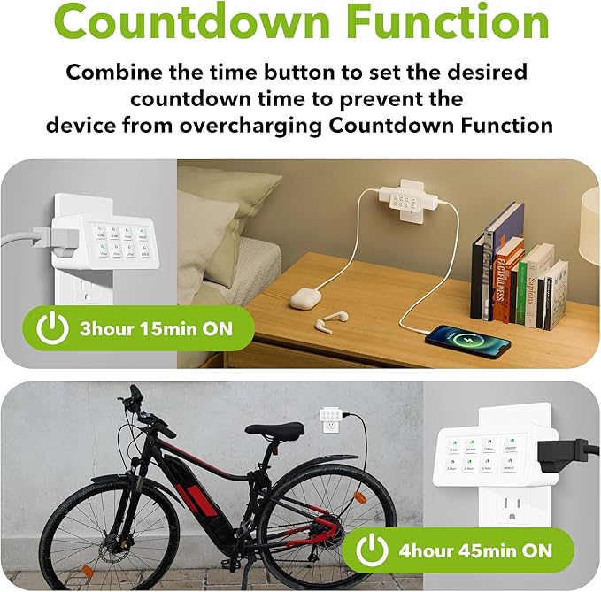 BN-LINK Indoor Countdown Timer with Repeat Function, Digital Timer for Electrical Outlets, Heavy Duty Accurate Compact Size for Appliance, 2-Outlets, 3-Prong Grounded Outlet, 15A/1875W ½ HP ETL Listed