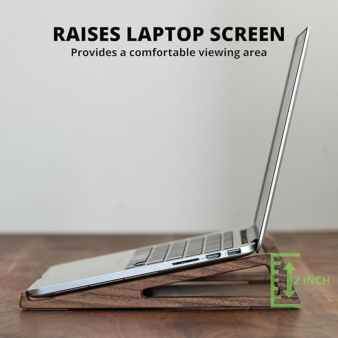 muso wood Laptop Stand for Desk, Walnut Laptop Riser, Ergonomic Wooden Laptop Ventilated Stand with 10 to 17.3 Inches Notebook PC Computer - Walnut