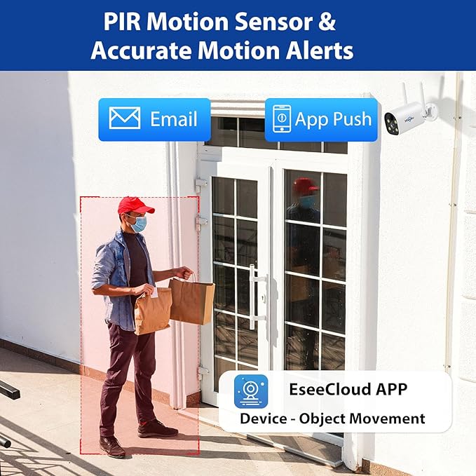 Hiseeu Solar Powered Wireless Security Camera System Outdoor, 10CH 4K NVR, AI Human Detection, 2-Way Audio, 4MP Security Solar Battery Cameras with Color Night Vision, IP66 Waterproof, 1TB HDD