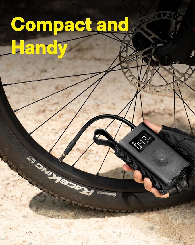 HOTO Air Pump ADV, Tire Inflator Portable Air Compressor with Digital Pressure Gauge 150PSI, Electric Tire Pump with 2 * 2000mAh Battery, Air Compressor Fits for Car, Motorcycle, Bike, Ball