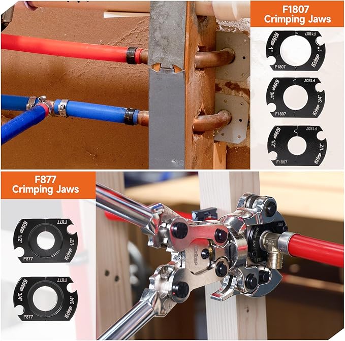 iCrimp Copper Tube Fittings Crimping Tool, 1/2" 3/4" 1" Jaws for Propress Copper Fitting and ASTM F1807 Pex Pipe Copper Rings, 1/2" 3/4" Jaws for F877 Stainless Pex Press Sleeves