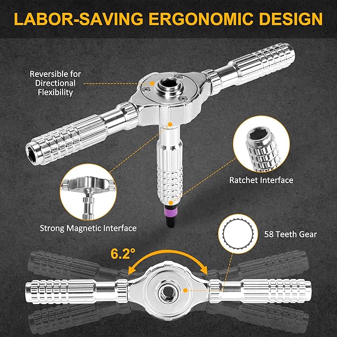 40 in 1 Magnetic Ratchet Screwdriver Set, Multi Bit Magnetic Ratcheting Screwdriver Set with Detachable Ratchet Handle, Repair Tool Kit for Computer Bicycle Furniture DIY