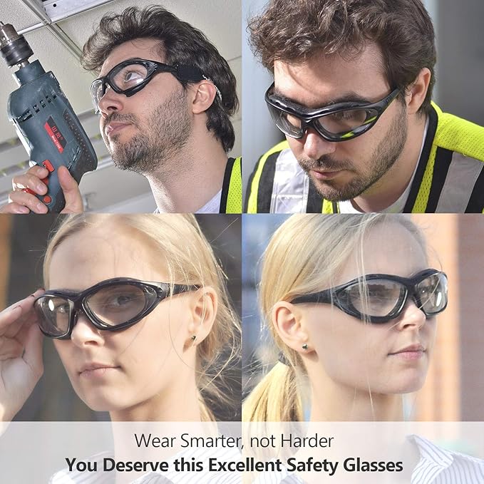 SAFEYEAR Anti Fog Safety Glasses- SG002 Clear Scratch Resistant Work Glasses No-Slip Safety Goggles Lab Grinding Chemistry