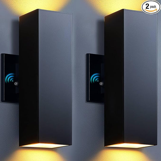 KIZON Outdoor Wall Lights with Dusk to Dawn Sensor 2 Pack, Aluminum Outdoor Light Fixture with LED Bulbs, Waterproof Up and Down Lights for House Porch Doorway, ETL Listed