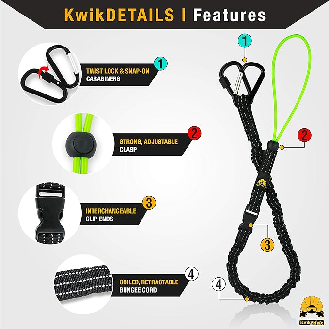 KwikSafety - SCORPION Safety Harness [w/Attached 6ft Lanyard] Safety Harness Fall Protection Kit ANSI OSHA