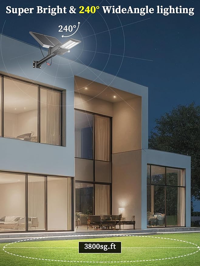 Ofuray OL-12000W Solar Street Lights Outdoor,Parking Lot Lights Commercial Dusk to Dawn,60,000mah Big Power Solar Security Flood Remote Control Without Motion Sensor for Street,Yark,Court