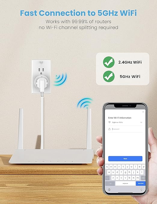 Eightree Smart Plug 5GHz & 2.4GHz, Smart Outlet WiFi Socket with APP Remote Control, Compatible with Alexa & Google Home, 4 Packs