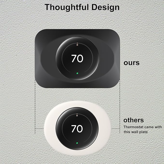 Nest Thermostat Wall Plate Cover Replacement Compatible with Google Nest Learning Thermostat (4th Gen), Practical Nest Learning Thermostat 4 Trim Kit, Snap fit Design (Black, 2 Packs)