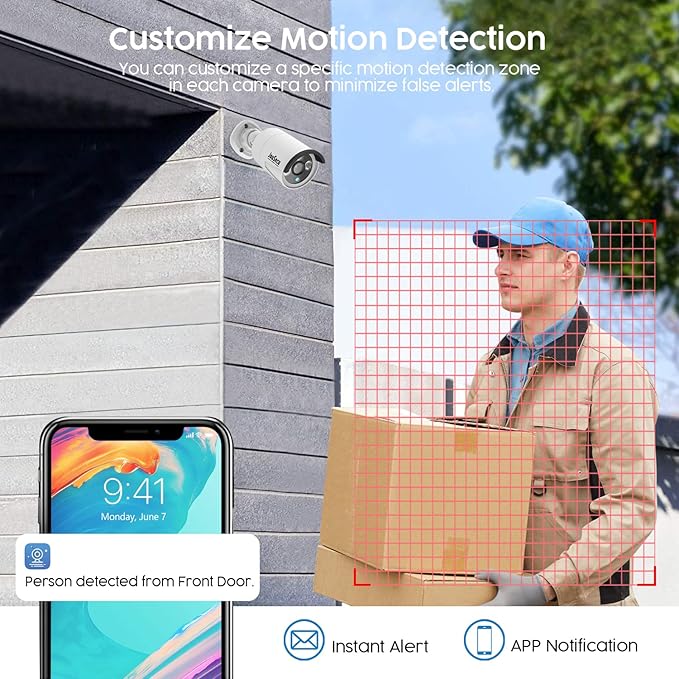 8CH Home Security Camera System with 1TB HDD, 5MP Lite DVR, 1080P Indoor/Outdoor Wired Surveillance CCTV, Day Night Vision Bullet Dome Cameras for 24-7 Recording, Motion Detection