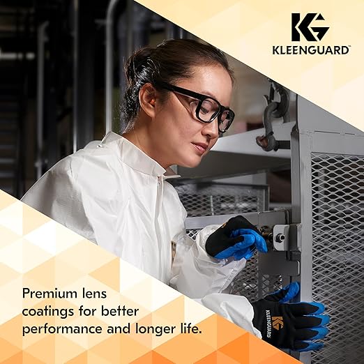 KLEENGUARD™ V30 Maverick™ Safety Glasses (56567), Clear Lenses with KleenVision™ Anti-Fog coating, Black Frame, Carrying Case, Eyewear for Men and Women