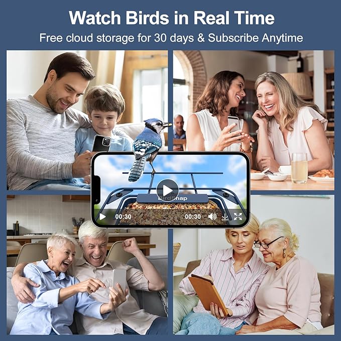 birdsnap® APS - Metal Bird Feeder with Camera Solar Panel 32GB Card, AI Identify 10000+ Birds Camera Feeder, 3 DIY Add-ons, 2K HD Live View Auto Record Bird Video, Ideal Gift for Birds Lover