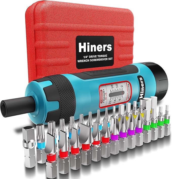 1/4 Inch Torque Screwdriver Wrench Set, 2-22 in.-lb., 31 Piece Torque Wrench Bits Set