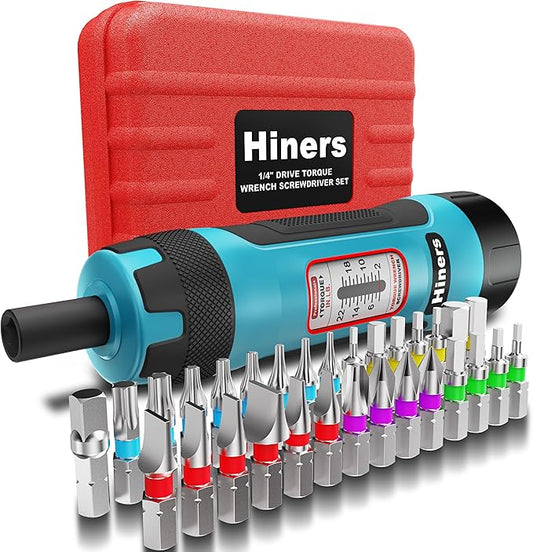 1/4 Inch Torque Screwdriver Wrench Set, 2-22 in.-lb., 31 Piece Torque Wrench Bits Set