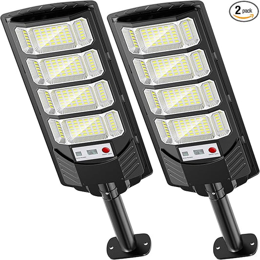 Solar Lights Outdoor Waterproof, 320° Wide Angle Solar Street Lights Outdoor Dusk to Dawn, Solar Flood Lights Outdoor Motion Sensor with Remote, Super Bright LED Solar Security Lights for Yard 2-Pack