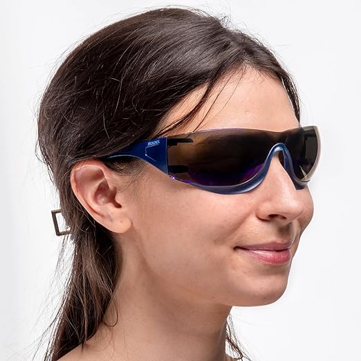 Moldex Adapt Safety Glasses, Anti-Fog, Scratch & UV Resistant, Blue Mirror, Blue Temples; Blue Soft Grip Rails, PPE Work Eyewear Protection Men, Women, Unisex, 12-Pack, 5002M-2