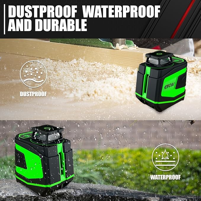 5 Line Laser Level,100ft Self-Leveling Green Laser Level,Cross Line Laser,Vertical and horizontal lines,Rotates 360 Degrees,Include Magnetic Pivoting Base, Portable Bag, Laser Target Plate,Batteries