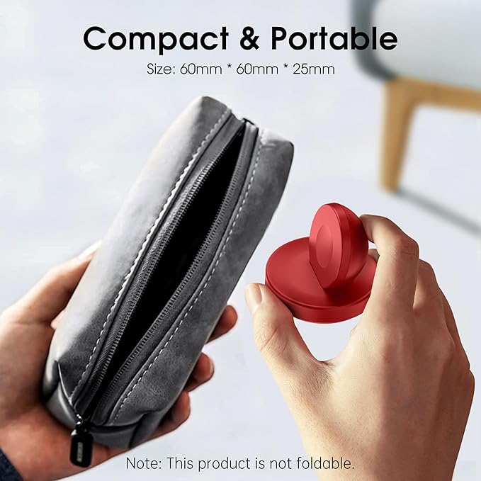 Portable Magnetic Charging Dock for Apple Watch, Wireless Fast Watch Charger Stand with Charging Cable, Support Nightstand Mode, Compatible with Apple Watch 10 9 8 7 SE 6 5 4 3 2/Ultra 2-Red