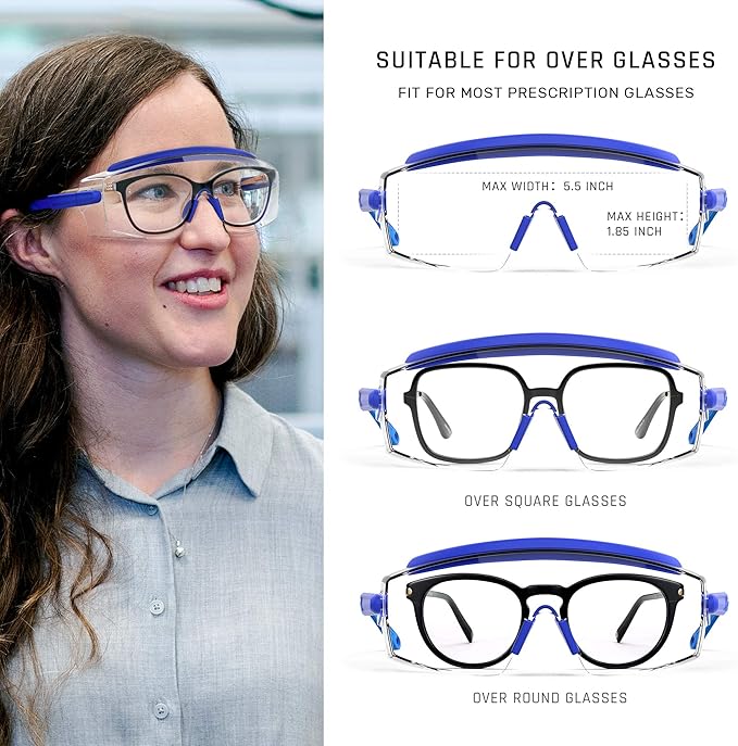 Anti Fog Safety Glasses Safety Goggles Over Glasses Protective Glasses with Anti Scratch Lenses Adjustable