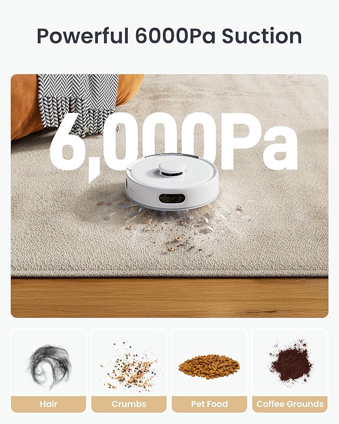 SwitchBot Robot Vacuum and Mop K11+ with Matter, 6000Pa Powerful Suction, 90 Days Hands-Free, Self Emptying, LDS Smart Navigation Mapping, 3.6-Inch Slim Design, Work with Apple Home, Alexa, GoogleHome