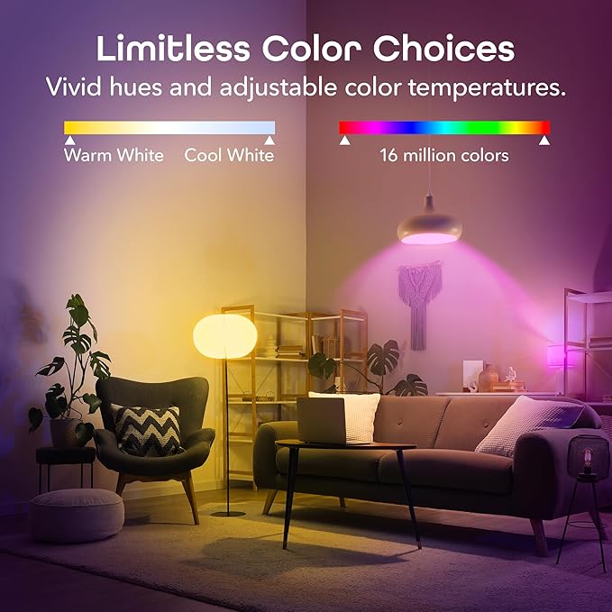 Geeni Prisma Plus 800 Dimmable Smart Light Bulbs with 2.4 GHz Wi-Fi Connectivity – Color-Changing & Tunable White, A19 LED Smart Bulb – Works with Alexa & Google, 1-Pack