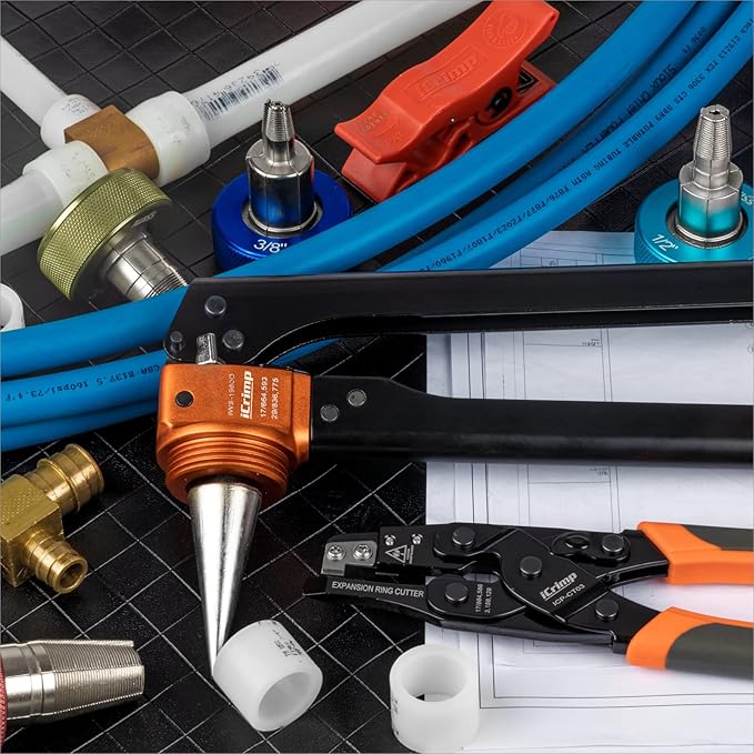 iCrimp Manual Expanding Tool Kit with Auto-Rotation Expansion Heads for 3/8,1/2,3/4&1 inch ProPEX,Wirsbo F1960 standard fittings