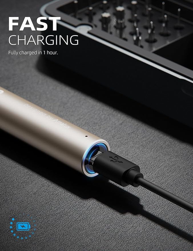 Mini Electric Screwdriver Set, 64 Self-Magnetic Bits, Dual Mode Electric/Manual, 3.7V Rechargeable, Max 3 N.m Torque, Magnetic Storage Case, for Phone Laptop Camera Watch Repair - Beige