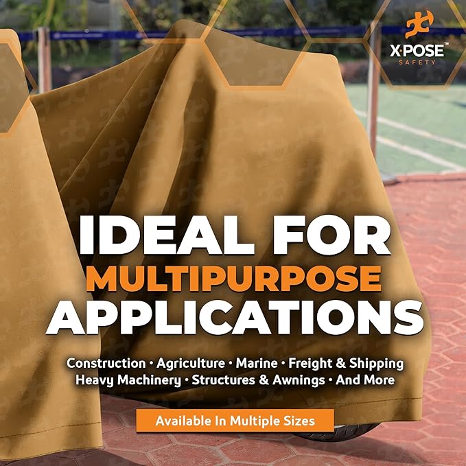 Xpose Safety Canvas Tarp - 10oz Tan Canvas Tarps Heavy Duty Water Resistant with Brass Grommets- Multipurpose Outdoor Tarpaulin for Camping, Canopy, Trailer, Equipment Cover 10' x 12'