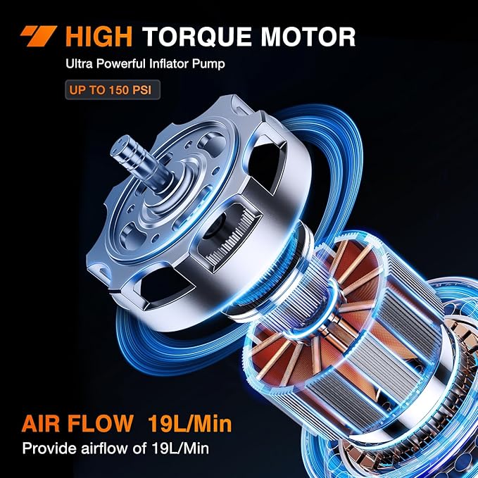 Nilight Tire Inflator Portable Air Compressor Battery Rechargeable 12VDC 150PSI Cordless Auto Shutoff w/Digital Pressure Gauge 2X Faster Inflation Pump for Car Motorcycle ATV UTV Bike